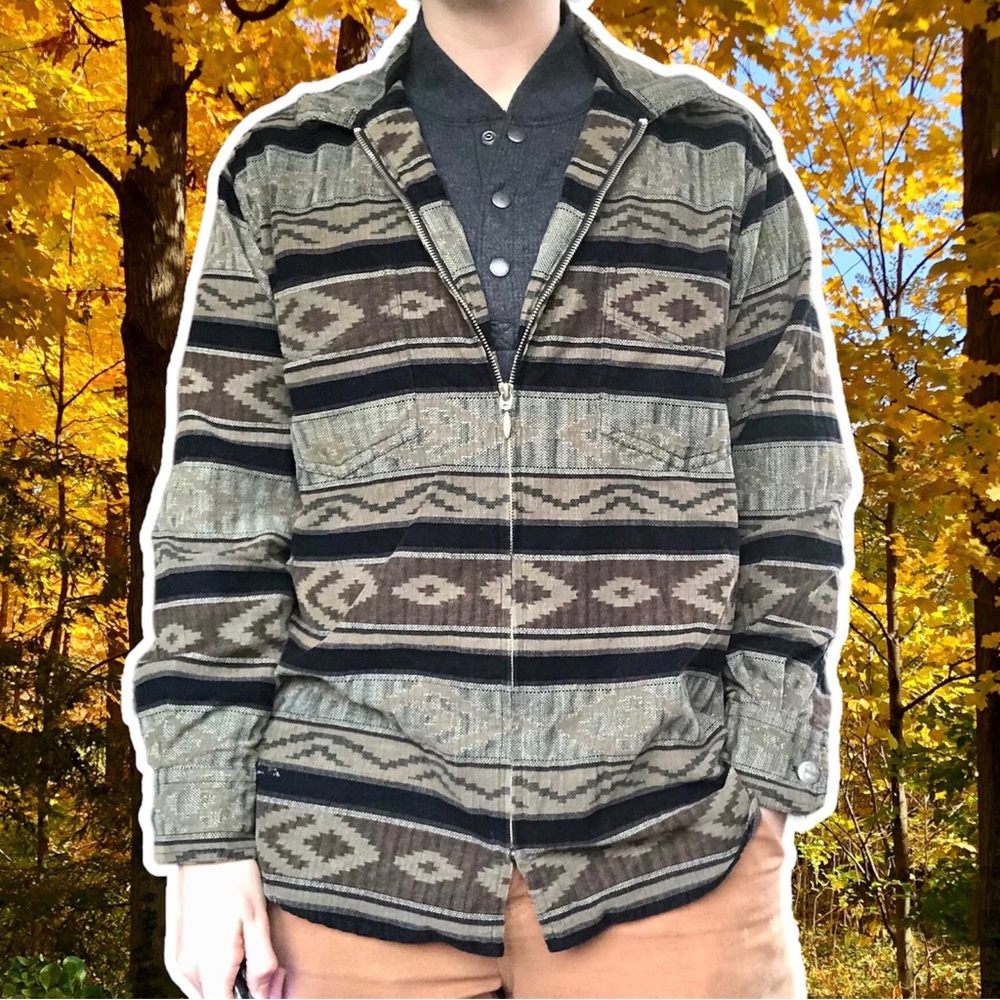 True Vintage 90s Southwestern Stripe Lightweight Zip-Up Darlene Conner Shacket